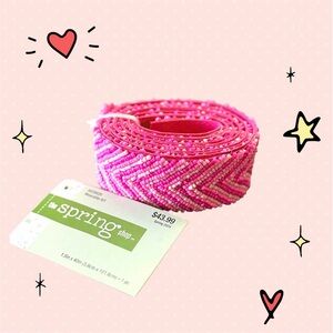 NWT Beaded Wearable Art Strap Womens Hot Pink White 40" × 1.5" Wearable Art